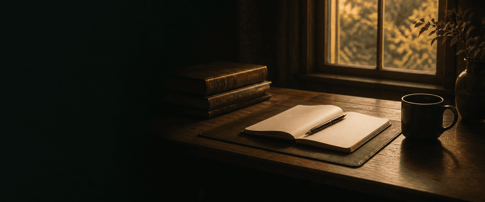 A warm writing desk prepared for thoughtful correspondence